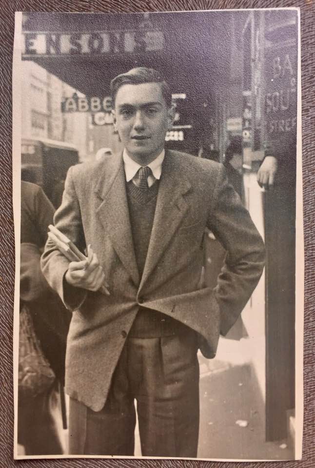 Photo from the 1950s, showing a young Nigel Butterley, working at the ABC. 